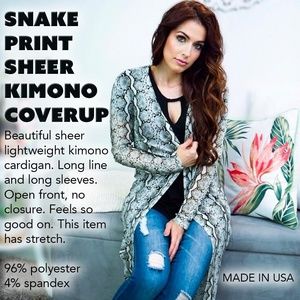 Snake print Sheer Kimono Coverup